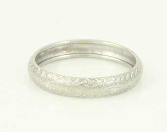 Vintage 14K White Gold Diamond Cut Wedding Band, 14K White Gold Diamond Cut Domed Band, Size 8 3/4 White Gold Wedding Ring, Vintage Jewelry