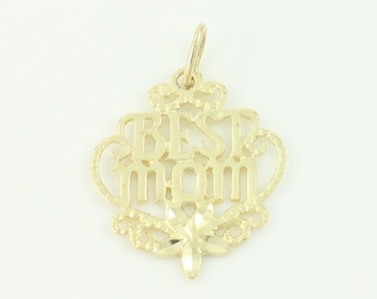 Vintage 14K Best Mom Pendant, 14K Yellow Gold Mom Charm, Vintage 14K Best Mom Necklace Pendant, Mothers Day Gift, Oroamerica,Vintage Jewelry