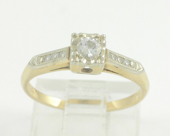 Vintage 14K Diamond Engagement Ring, .17 CT Diamo… - image 1