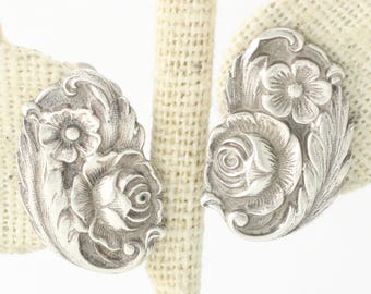 Vintage Kirk Sterling Floral Repousse Earrings, Vintage Sterling Silver S. Kirk & Son,Sterling Silver Earrings,Kirk Earrings,Vintage Jewelry