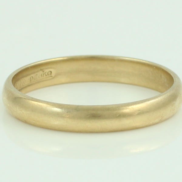 Vintage 14K Yellow Gold Wedding Band Size 8.5, 1960s 14K Gold Domed 3.2mm Wide Wedding Ring, 14K Gold Size 8.5 Wedding Band, Vintage Jewelry