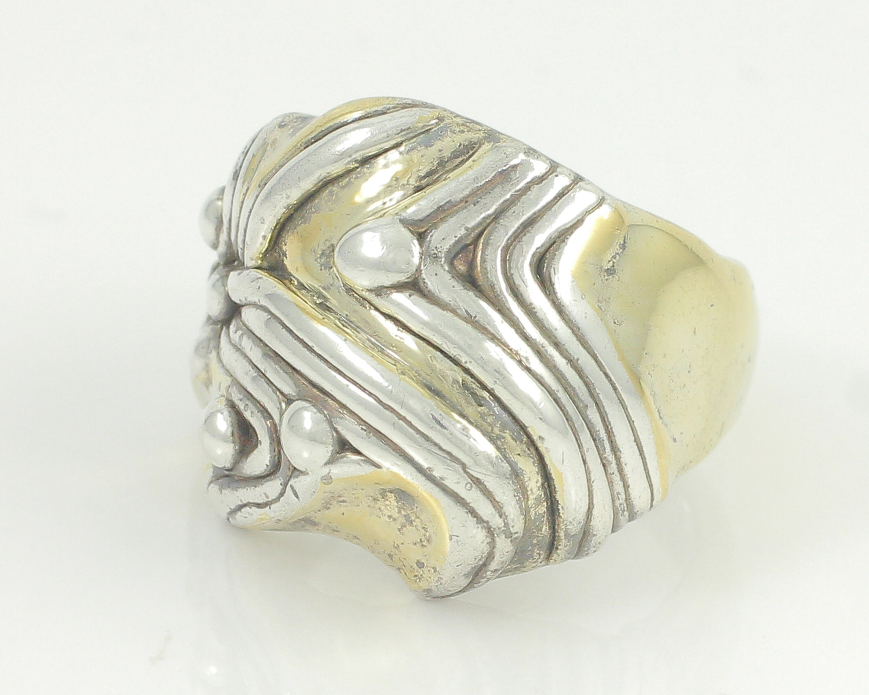 Vintage Electroform Sterling Ring, Vintage Silver Vermeil Electroform Ring,  Mod 925 Silver Ring, Chunky Sterling Ring Size 7,Vintage Jewelry