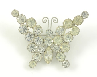Vintage Juliana Butterfly Clear Rhinestone Brooch, 1960s Rhinestone Delizzaa & Elster Butterfly Pin, Juliana 6068 Pin, Vintage Jewelry