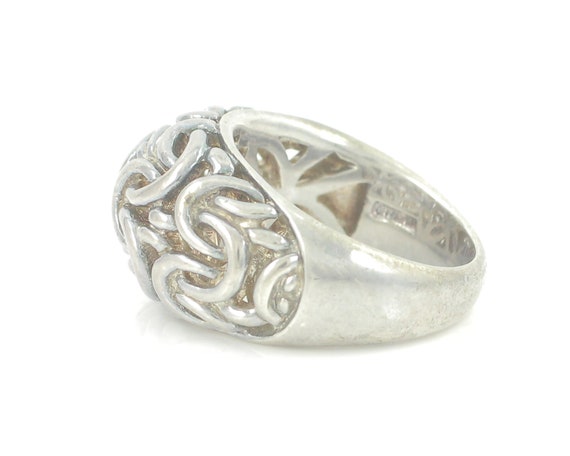 Vintage Sterling Silver Byzantine Link Dome Ring,… - image 5