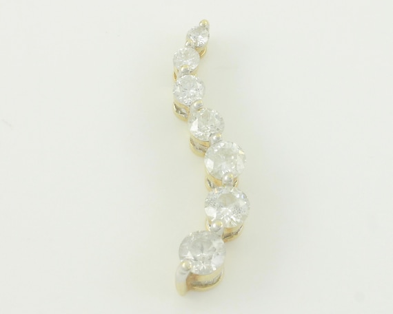Vintage 1.5 CT Diamond Journey Pendant, 14K Yello… - image 2