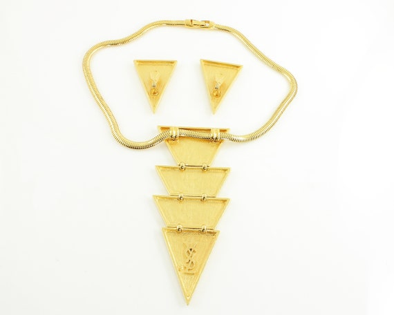 Vintage Yves Saint Laurent Bold Gold Tone Necklac… - image 5