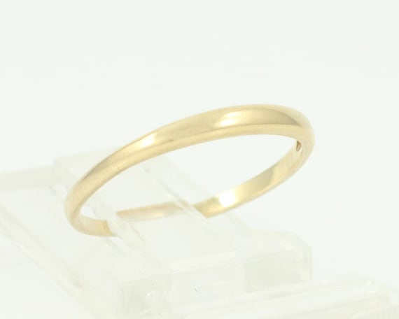 Vintage 10K Gold Wedding Ring, 10K Dainty Domed B… - image 1
