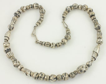 Vintage Modernist Sterling Silver Beaded Necklace, Vintage Artisan 925 Silver Bead Necklace 18" or 21.5", 925 Silver Beads, Vintage Jewelry