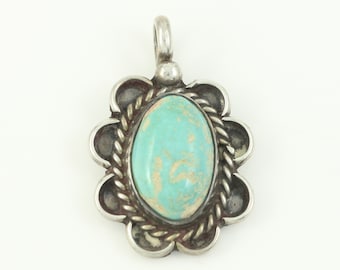 Vintage Southwestern Turquoise Silver Pendant, Vintage Sterling Turquoise Necklace Pendant, Southwestern Turquoise Pendant, Vintage Jewelry