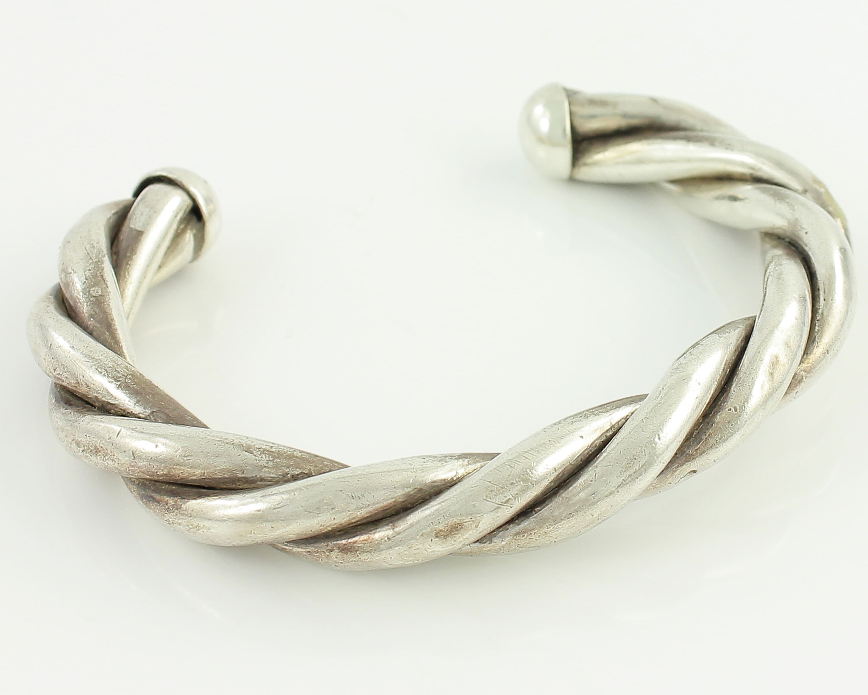Vintage Sterling Silver Triple Twist Cuff Bracelet - Eighties Chunky