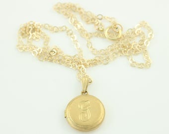 Vintage 14K Gold Filled Overlay Tiny Locket Necklace, Vintage G Initial Locket Charm Necklace, 1960s Ballou Locket Necklace, Vintage Jewelry
