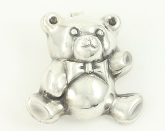 Vintage Sterling Teddy Bear Pin Pendant, Sterling Silver Teddy Bear Brooch Pendant, 925 Silver Figural Teddy Bear Pendant, Vintage Jewelry