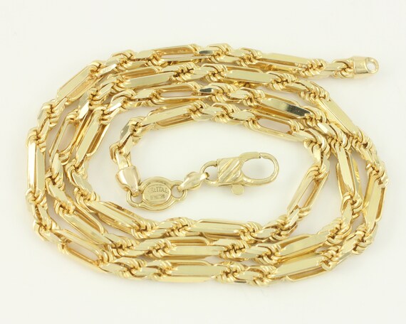 Vintage 14K Heavy Diamond Cut Fancy Rope Chain Ne… - image 5