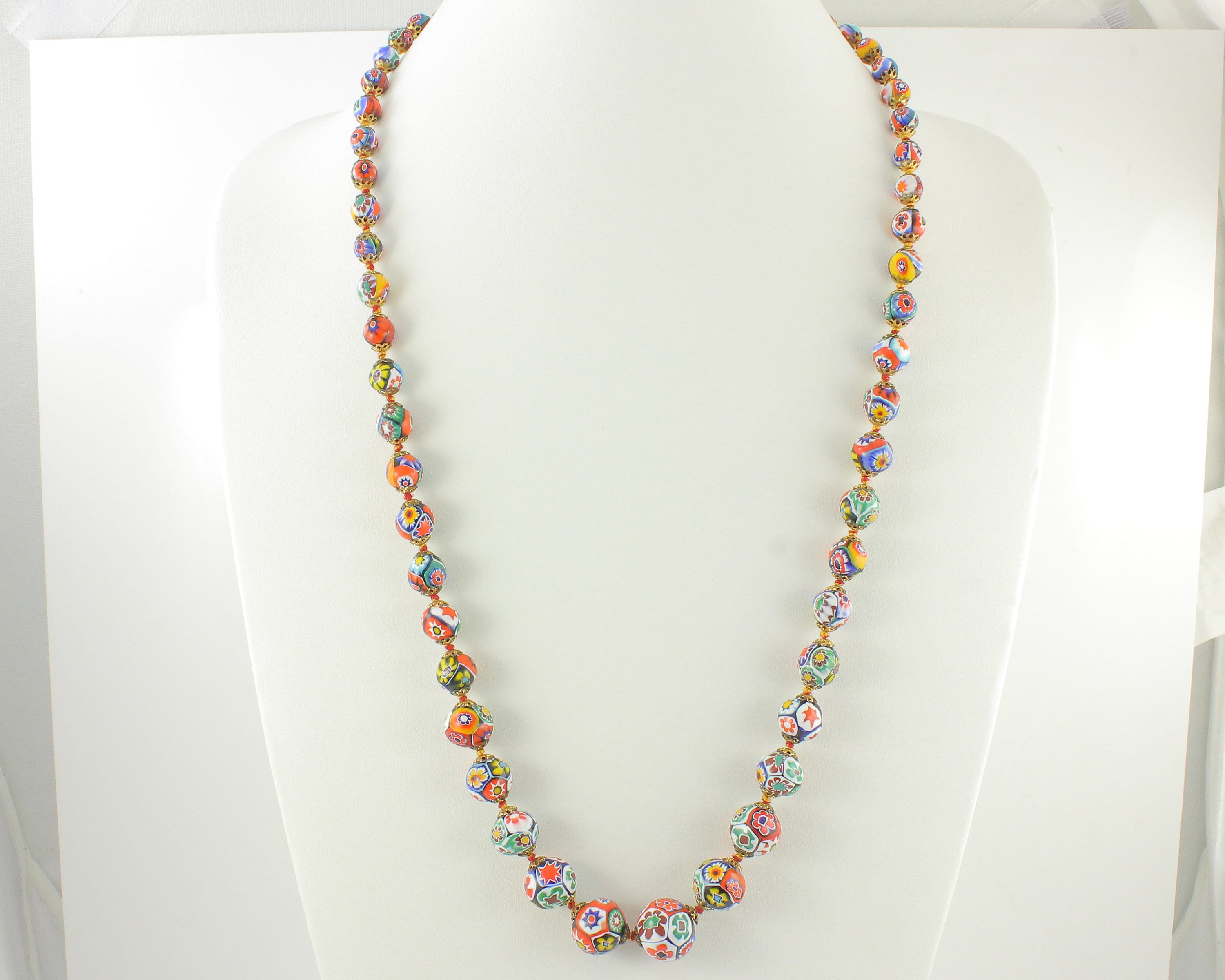 Authentic Petite Murano Glass Millefiori Bead Necklace