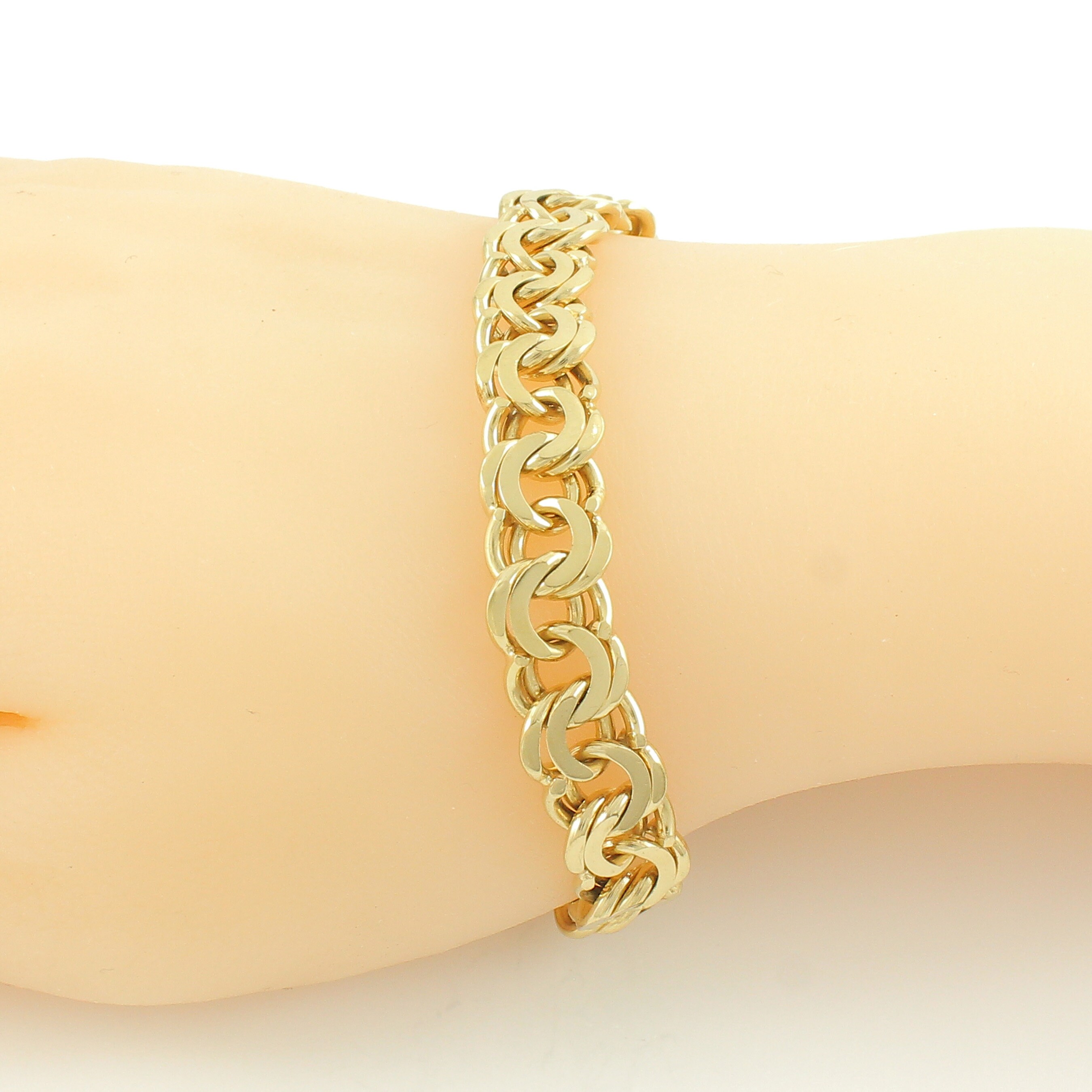 Double Fancy Vintage Chunky Gold Tone Charm Bracelet, Vintage Double Curb Open Chain ...