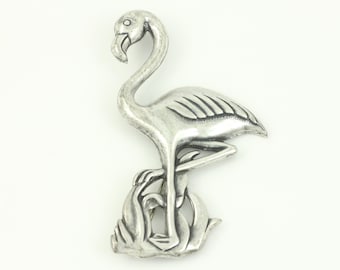 Vintage Sterling Silver Flamingo Brooch, 1950s Silver Flamingo Pin, Vintage Sterling Silver Pin, Mid-Century Flamingo Brooch,Vintage Jewelry