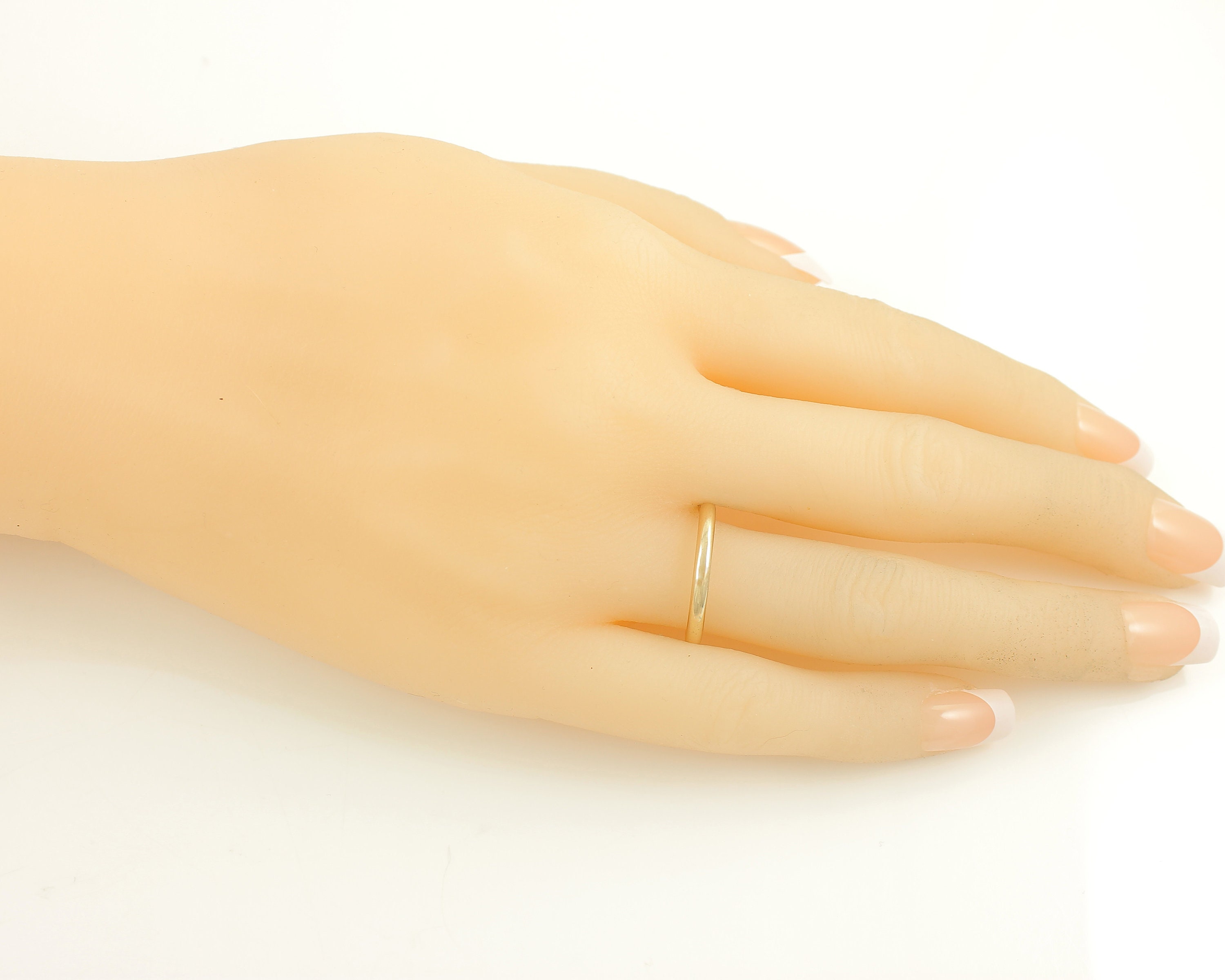 Vintage 14K Gold Wedding Ring, 14K 2.1 mm Wide Domed Band Flat Edge