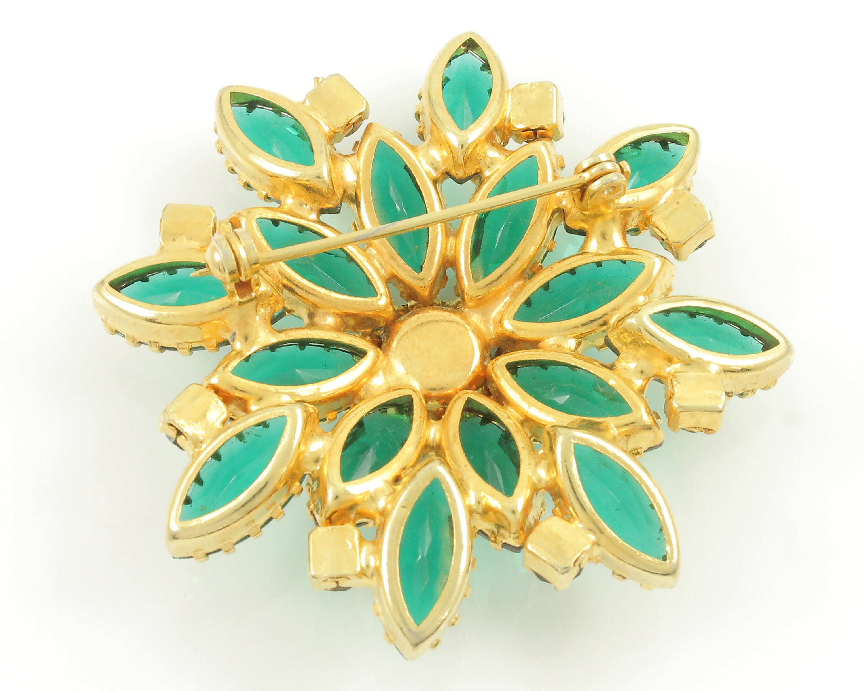 Vintage Green Rhinestone Starburst Brooch Vintage Green Marquise Vintage Green Rhinestone Starburst Brooch Vintage Green Marquise