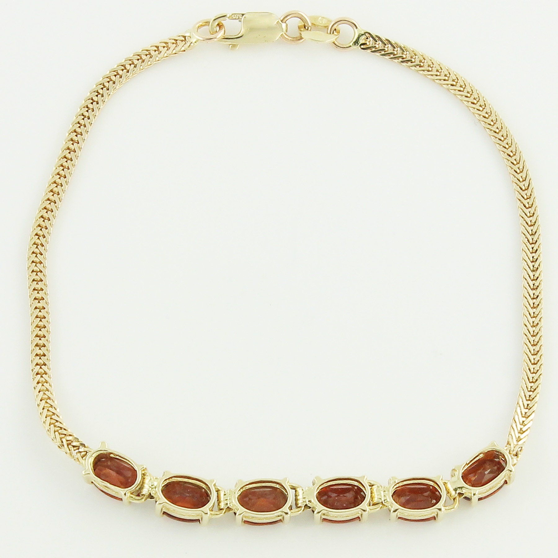 14K Rhodolite Bracelet 14K Yellow Gold Ladies Foxtail Chain 3