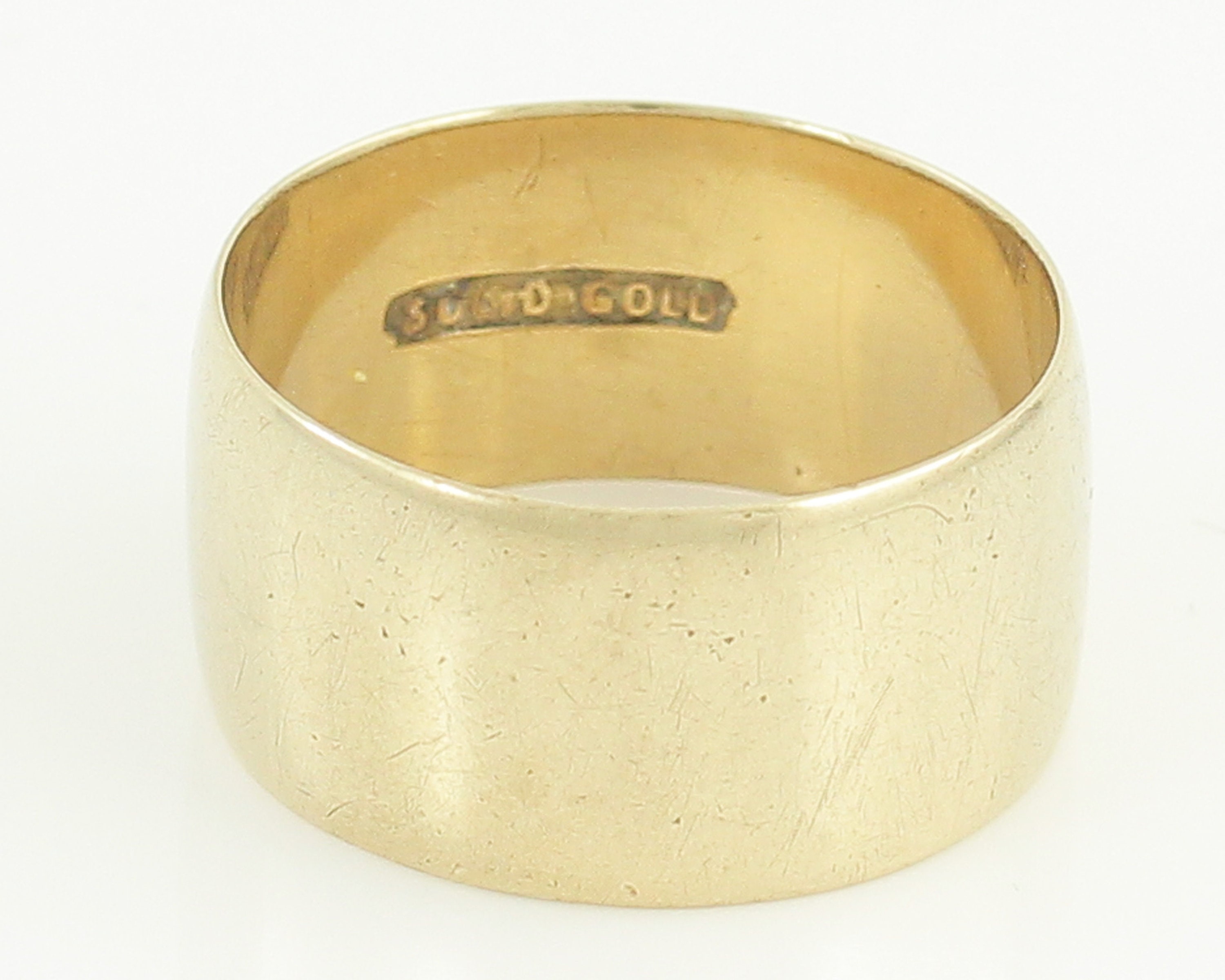 Antique 10K Yellow Gold Plain Cigar Wedding Band - Victorian 9.8 mm ...