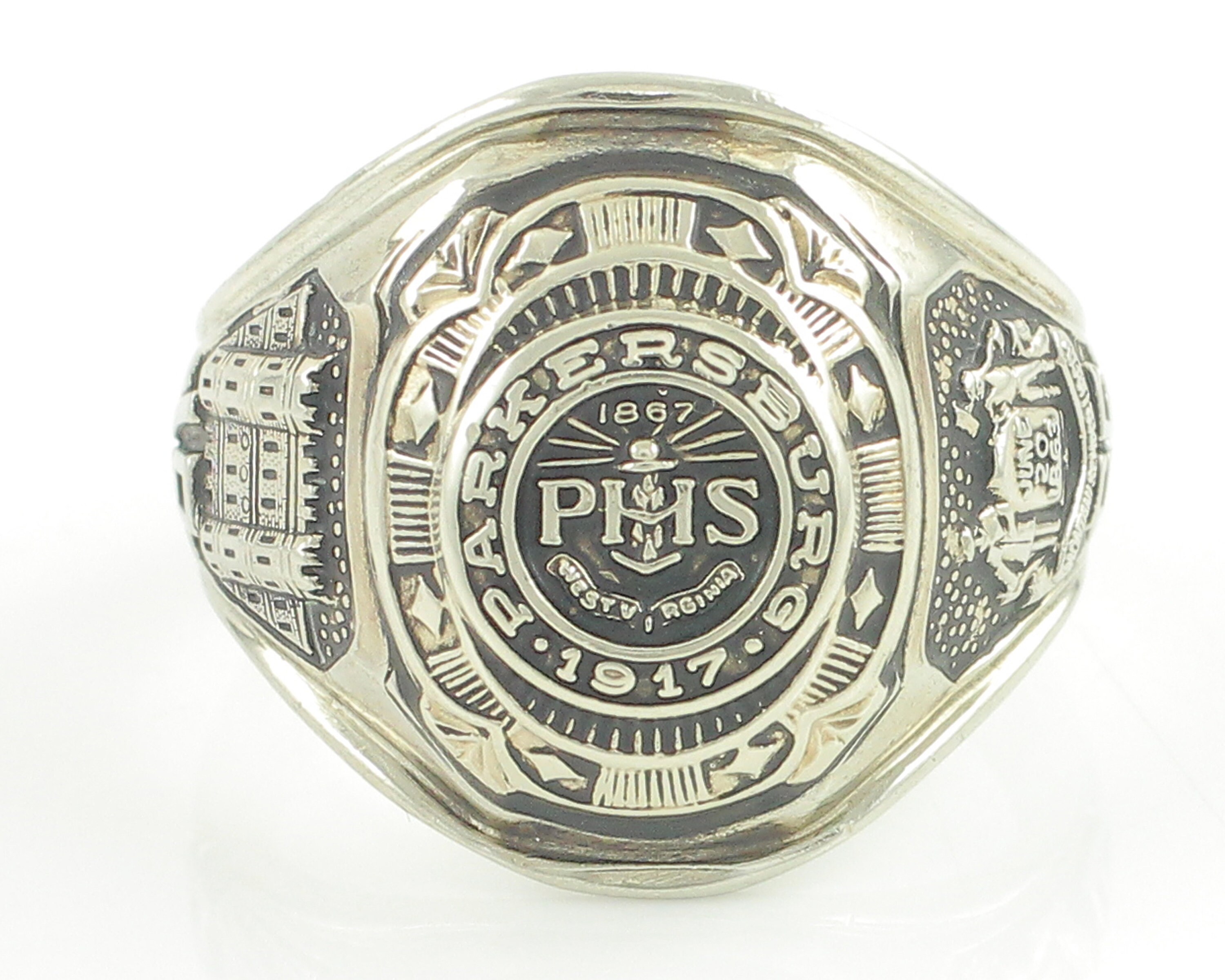 アクセサリー Dalton High School Class Ring 1966 Vintage Solid 10K Yellow Gold 1966 Class School Ring Blue