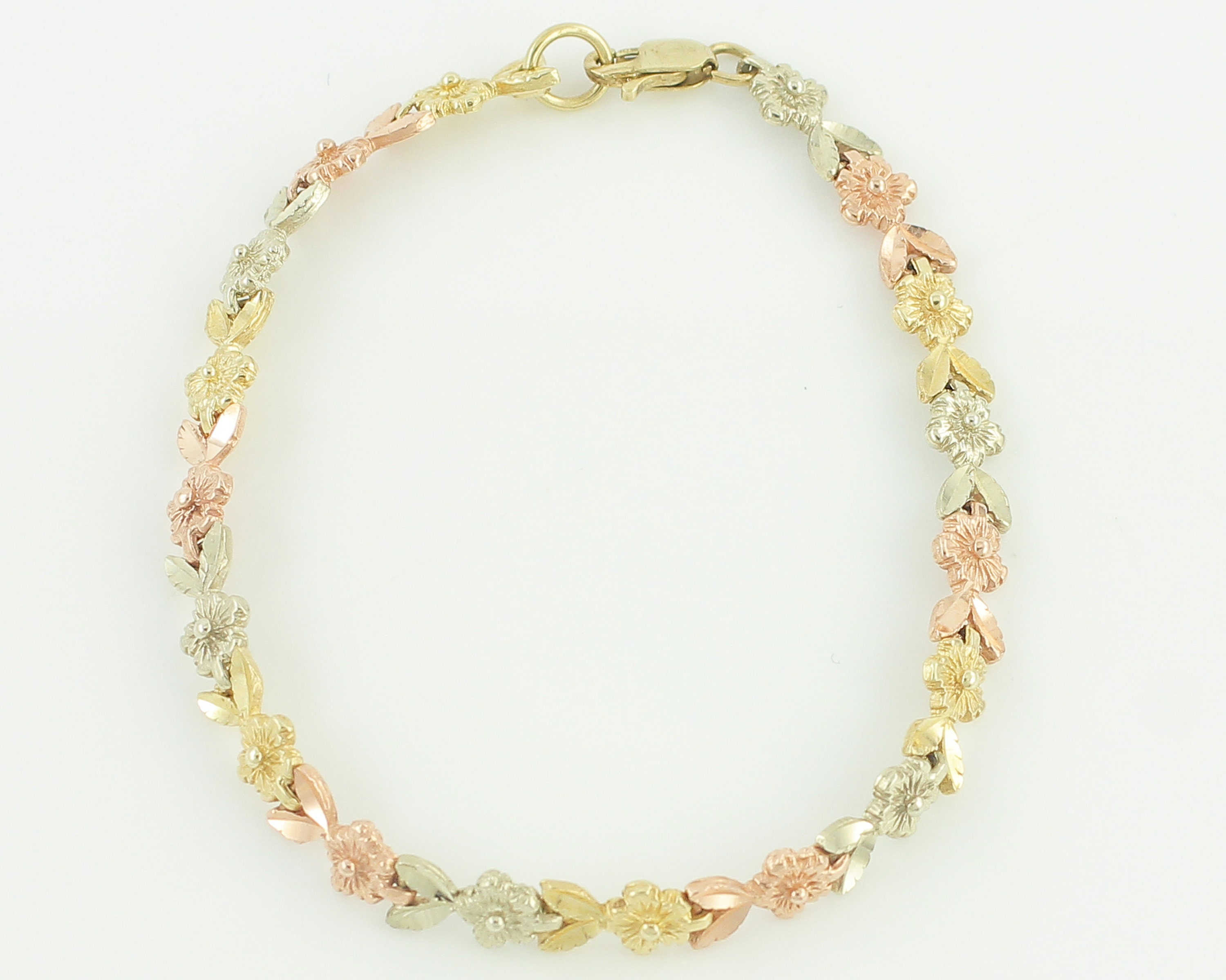 Tri-Color Gold Flower Bracelet