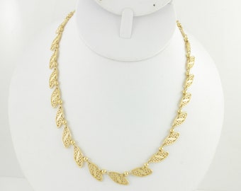 Vintage Trifari Gold Tone Filigree Link Necklace, 1980s Trifari Collar Necklace, Vintage Trifari Choler Necklace, Signed Costume Jewelry