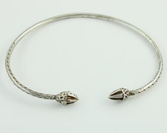Vintage .925 Sterling Silver West Indian Cocoa Pods Cuff Bracelet, Caribbean Sterling SB Cuff Bracelet, Vintage 8" Cuff, Vintage Jewelry