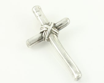 Vintage Bat-Ami Sterling Cross Pendant, Large 925 Silver Electroform Cross, 1980s Bat-Ami 925 Abstract Cross, Bat-Ami Cross, Vintage Jewelry