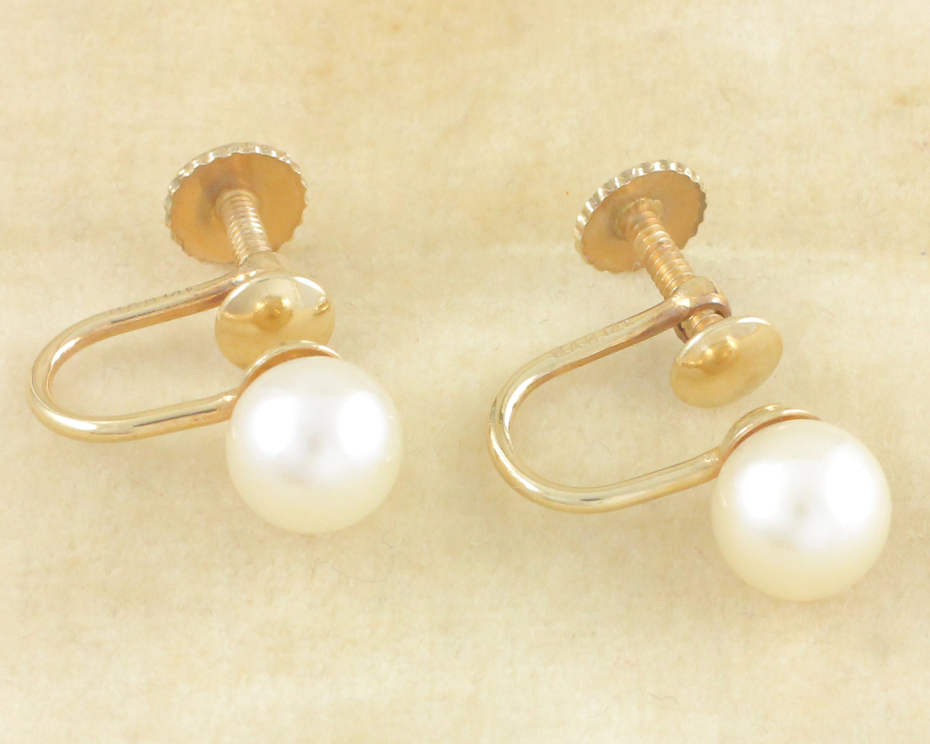 Vintage Akoya Cultured Pearl Earrings - 6.7 mm Rose White Pearls June ...