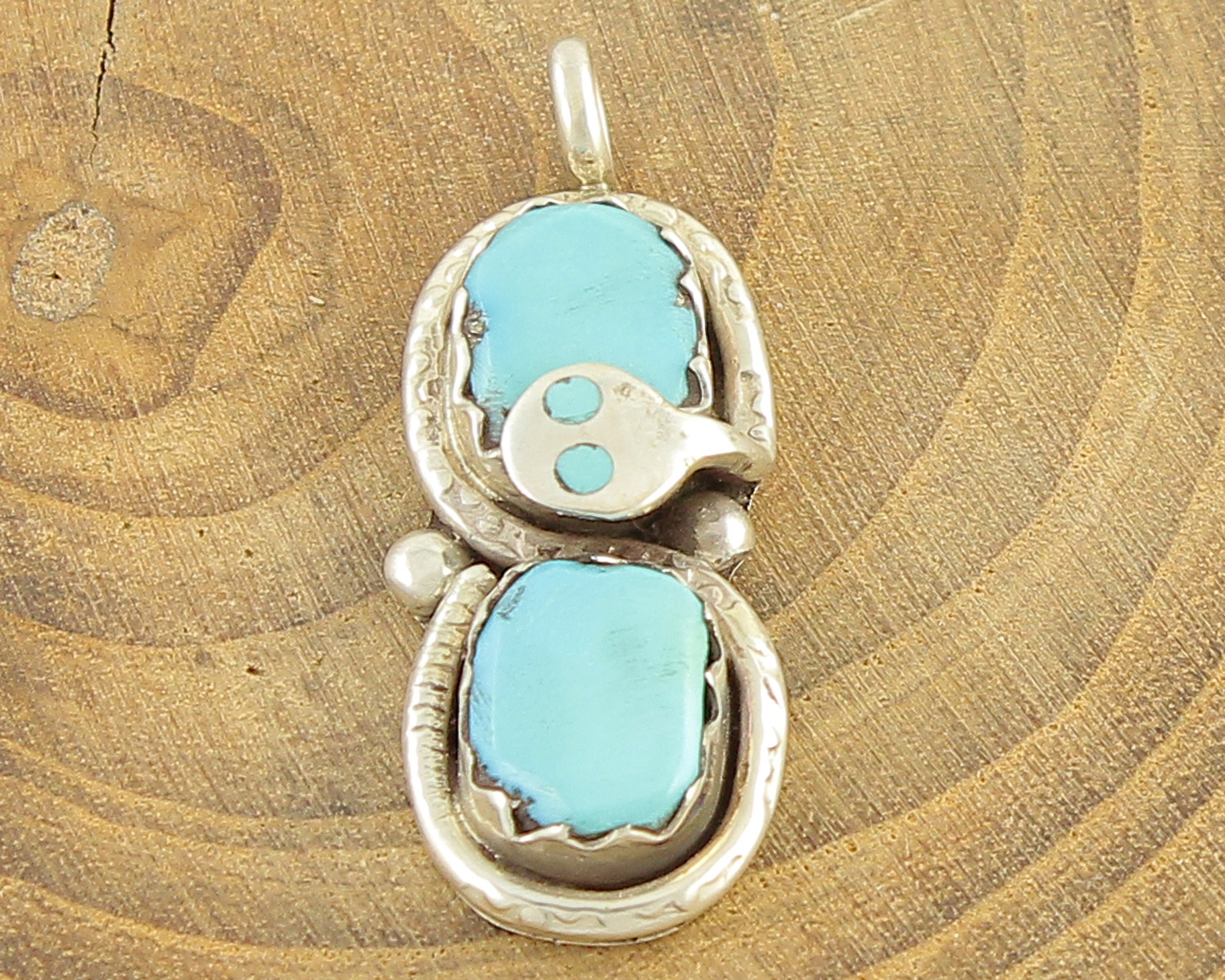 Effie C Calavaza Turquoise Silver Snake Pendant Double