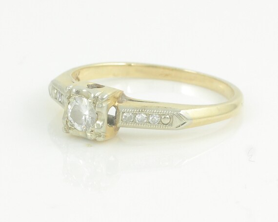 Vintage 14K Diamond Engagement Ring, .17 CT Diamo… - image 7