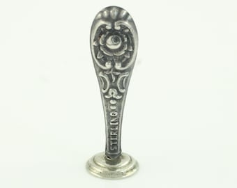 Antique Sterling Silver Rose Wax Seal - Edwardian Desk Accessory