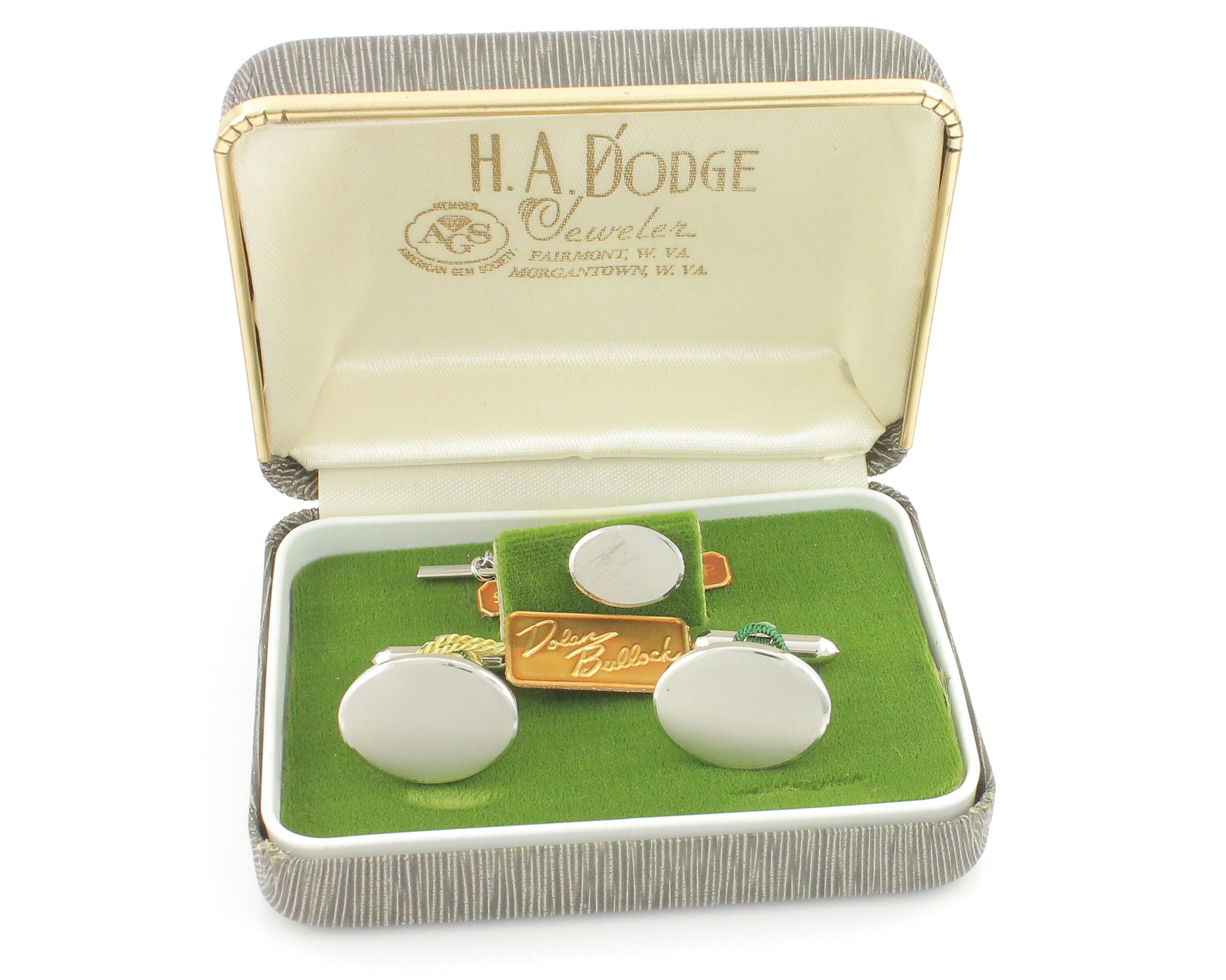 Vintage Dolan bullock Sterling Cuff Link Tie Tac Set Dolan