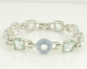 Vintage Swarovski Crystal Bracelet, Vintage Blue Swarovski Crystal Bracelet, Swarovski Silver Blue Bracelet, Something Blue, Vintage Jewelry