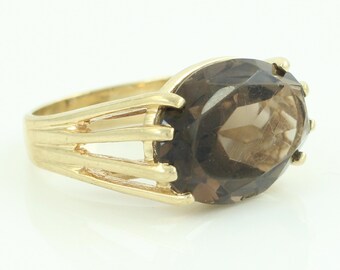 Vintage 10K Gold Smoky Quartz Ring, Vintage Smoky Quartz Ring by Baden & Foss, 10K Yellow Gold Smoky Quartz Size 6 3/4, Vintage Jewelry