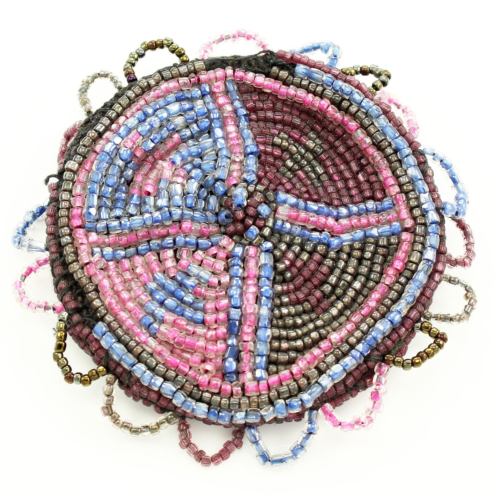 Beaded Coin Purse Seed Bead Pouch in Pink Blue Brown Circa Etsy.de