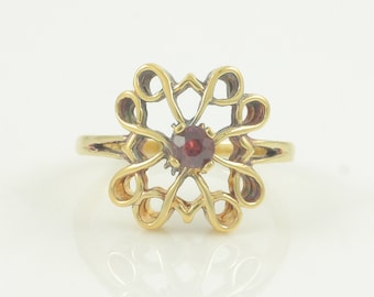Vintage Garnet Sterling Silver Vermeil Ring, Vintage Avon Garnet 925 10K Gold Wash Ring, Avon Letter A Logo Size 7.75 Ring, Vintage Jewelry