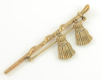 Vintage Trifari Drum Majorette Baton Brooch, Alfred Phillipe Trifari Tassel Scepter Pin, Crown Trifari Drum Major Baton Pin, Vintage Jewelry