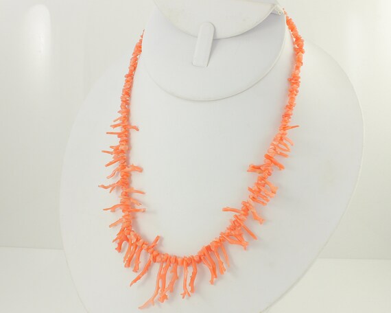 Vintage Natural Branch Pink Coral Necklace, Vinta… - image 3