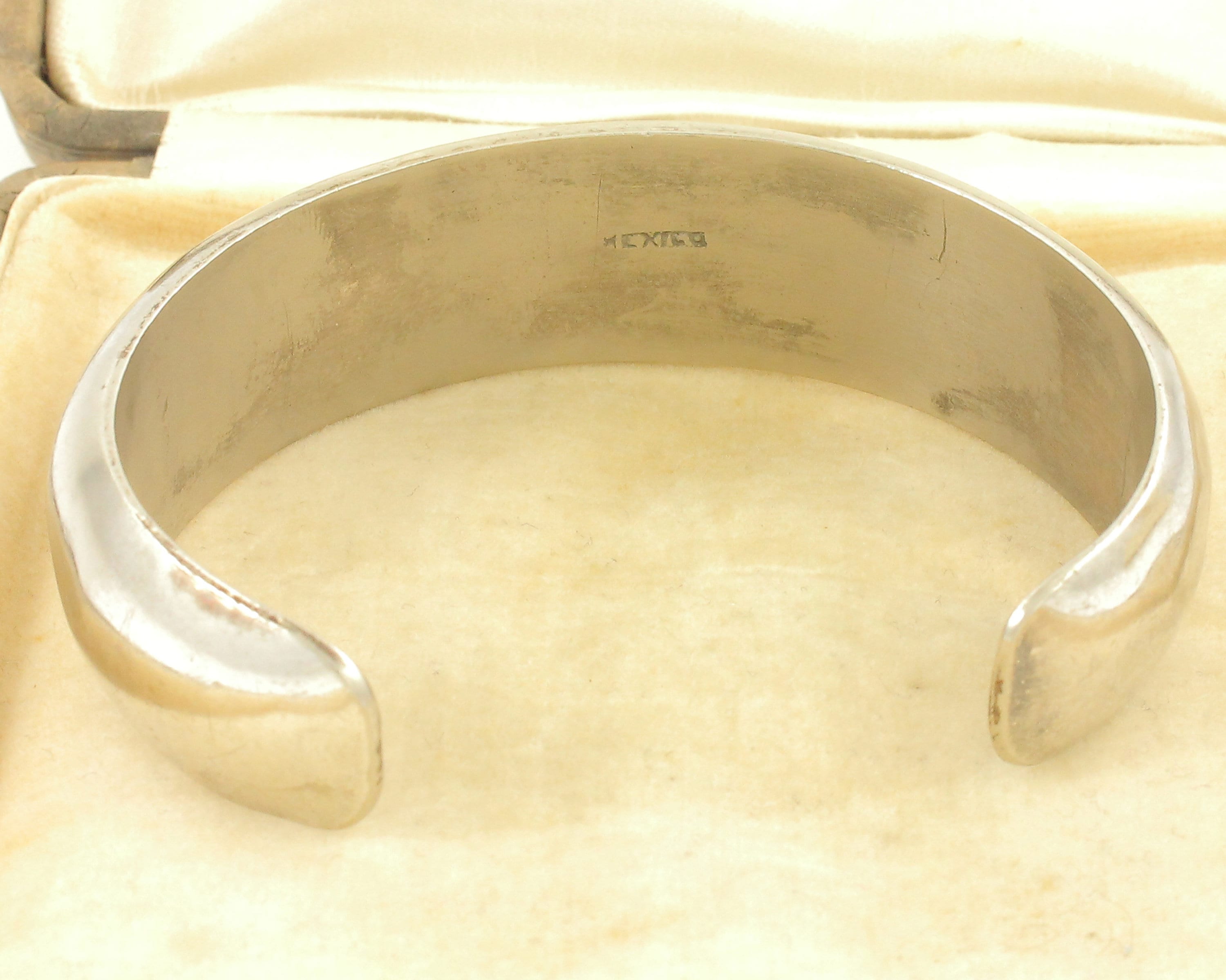 Vintage Mexican Silver Domed Cuff Bracelet, Vintage Mid Century