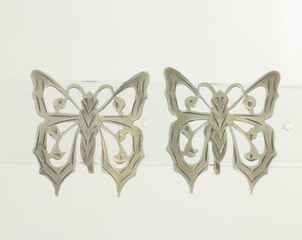 Vintage Sterling Butterfly Earrings, Engraved Sterling Silver Butterfly Earrings, Pierced Work 925 Silver Butterfly Earrings,Vintage Jewelry