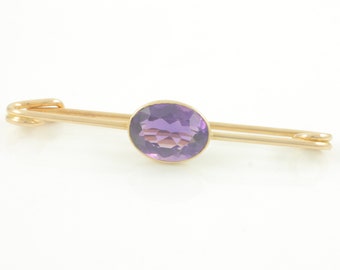 Antique 14K Rich Purple Amethyst Kilt Pin, 14K Yellow Gold 7 CT Amethyst Brooch c1900, Vintage 14K Amethyst Kilt Pin, Vintage Jewelry