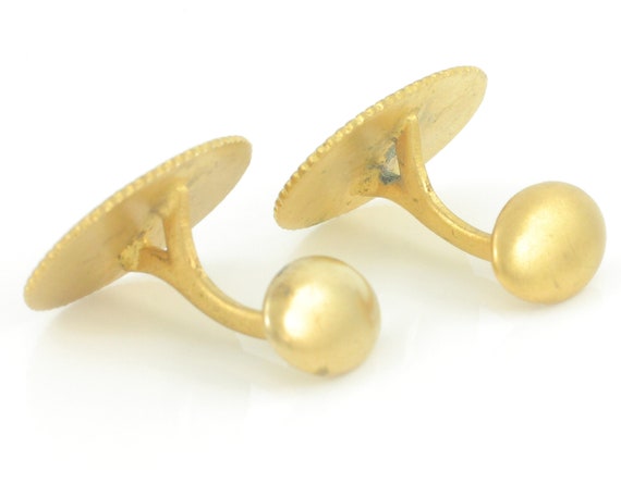 Victorian Oval Bead Edge Gold Filled Cuff Links, … - image 4