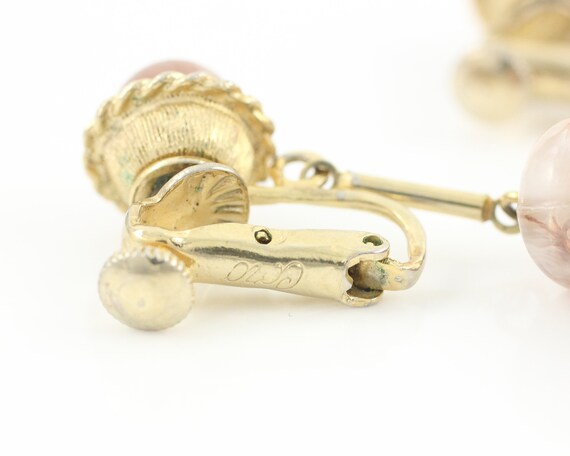 Vintage Coro Bead Dangle Earrings: 1960s Gold Ton… - image 6