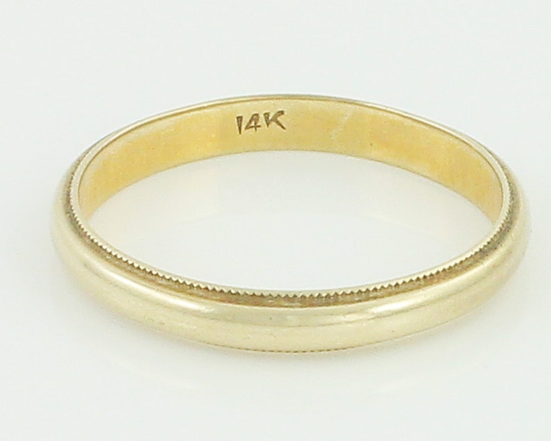 585 Yellow Gold Dome Band Ring Size 5 Vintage 14K Milgrain Edge Wedding Band Vintage Fine Jewelry