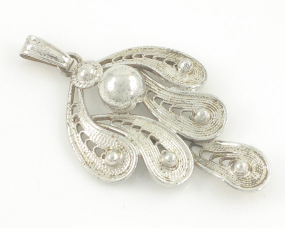 Vintage Van Dell Sterling Pendant, Vintage Scroll… - image 2