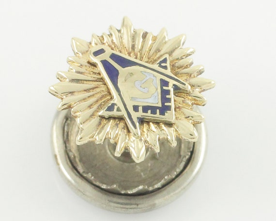 10K Enamel Masonic Lapel Pin - Yellow Gold Blue L… - image 3