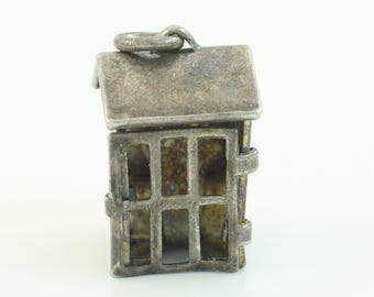 Vintage Sterling Silver Opening Jailhouse Charm, 1940s Mechanical Jail Cell Charm, Silver Prisoner Charm, Prison Charm, Vintage Jewelry