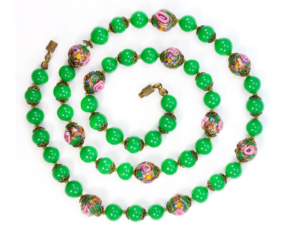 Venetian Murano Glass Bead Green Millefiori Flower Square Bracelet 7-8 inches Fashion Jewelry Venetian Murano Glass Bead Green Millefiori Flower Square Bracelet 7-8 inches Fashion Jewelry